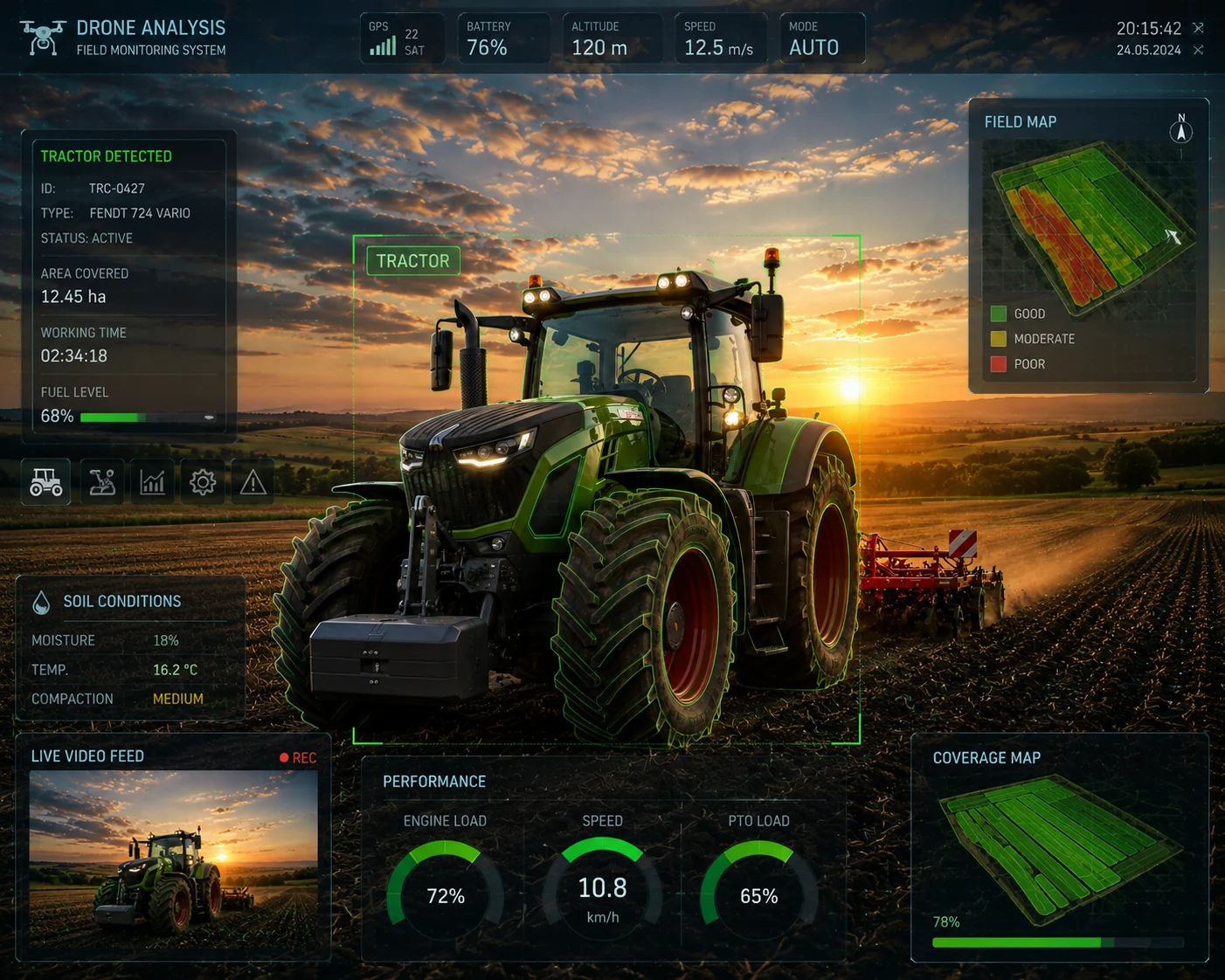 Luftbild landwirtschaftlicher Flächen für Precision Farming